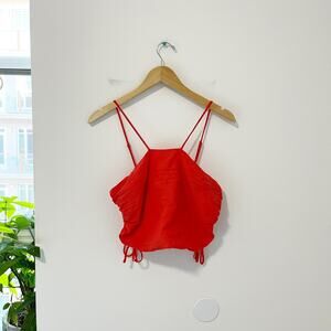 Urban Outfitters Orange Smocked Tie Crop Top Size Large